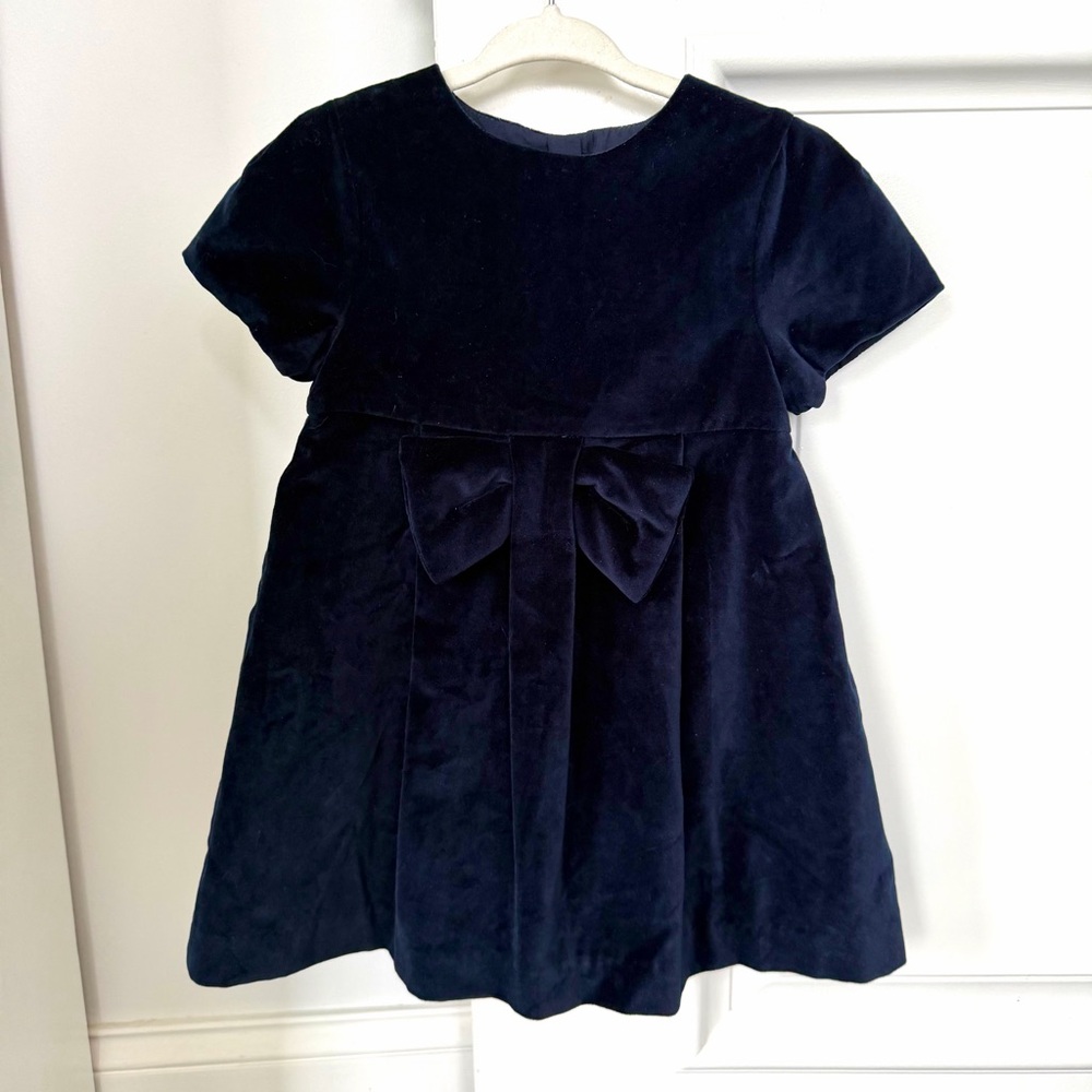 Jacadi Velvet Navy Blue Bow Dress, size 36 months